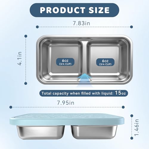 Image of 15 oz Snack Containers for Kids, Stainless Steel Lunch Box 3 Pack