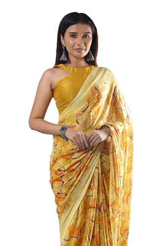 Image of MIRCHI FASHION Saree for Woman Chiffon Floral Printed | Lightweight All-Day Comfortable Women's Sari with Unstitched Blouse Piece (Available in 30 Colors)
