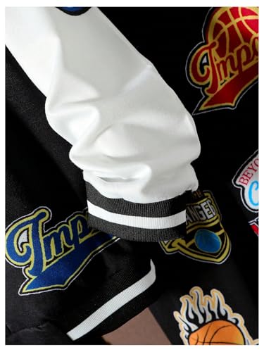 Image of SOLY HUX Boy's 2 Piece Sweatsuits Outfits Letter Graphic Long Sleeve Varsity Jacket and Sweatpants Set