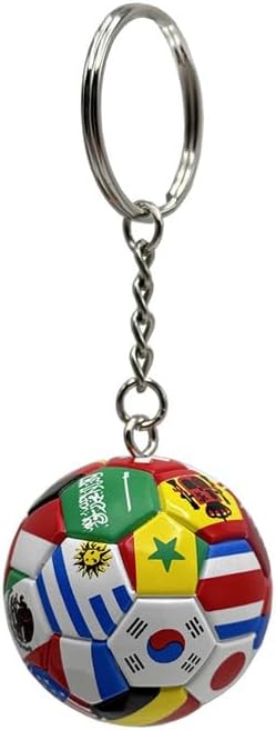 International Flag Soccer Ball Keychain 3D World Flags Football Charm Keyring Global Sports Accessory for Backpacks Keys Decorative for Soccer Sports Fans Gifts