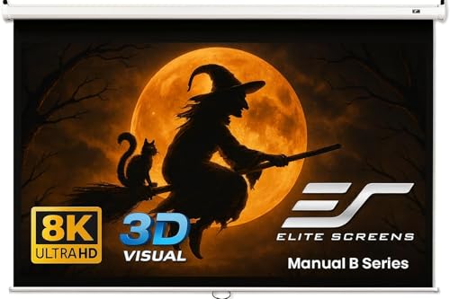 Elite Screens Manual B, 100-INCH Manual Pull Down Projector Screen Diagonal 16:9 Diag 4K 8K 3D Ultra...