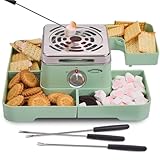 Electric Smores Maker - Indoor Smores Kit with 4 Detachable Trays, 4 Stainless Steel Forks - Flameless Smores Maker Tabletop Indoor Kit (Green)