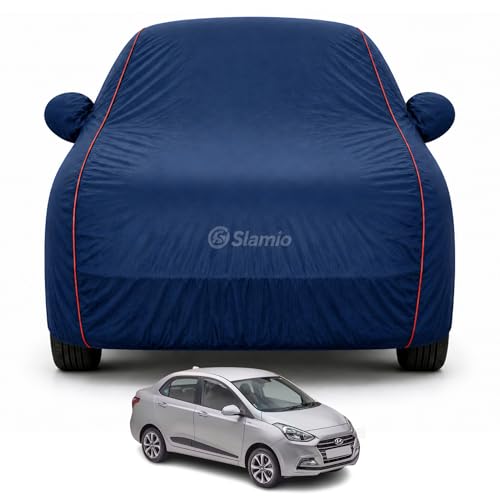 Image of Premium 100% Waterproof Car Cover for Hyundai's Xcent 2011-2020 Models All-Weather, UV & Dust Protection | Heavy-Duty 3-Layer Fabric | Custom Fit with Mirror & Antenna Pockets | Navy Blue