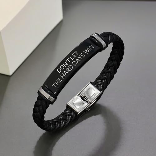 Dont Let The Hard Days Win Bracelet for Women Men Adjustable Engraved Bracelet Stainless Steel Tube Inspirational Little Words Project Gifts for Hard Times Jewelry2