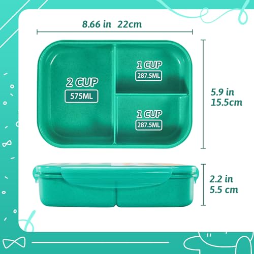 MISS BIG Bento Box for Kids, Leakproof Lunch Box, No BPAs & Chemical Dyes, M/W, D/W & Fridge Safe (1150ml Green)