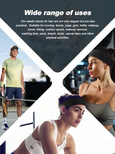 DRESHOW 6cm Wide Black Headband for Women Men Stretchy Head Band Gym Exercise Yoga Headbands for Women's Hair - Image 4