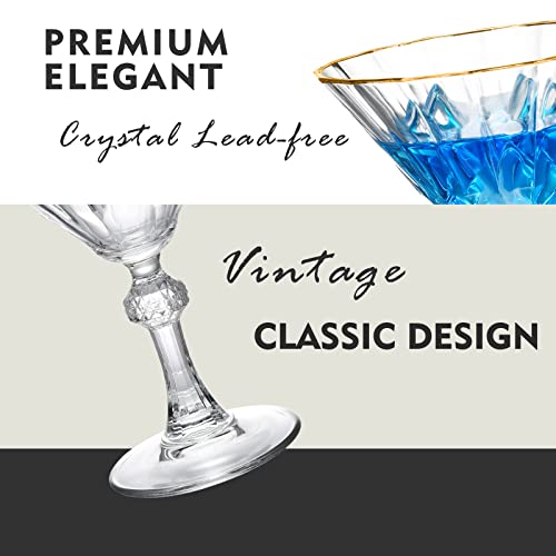 Roxburgh Gold Rim Martini Glasses, Lead-Free Crystal Coupe Glass Set Of 2, Vintage Classic Design Coupe Cocktail Glass, Crystal Champagne Glasses, Martini Glass Set For Bar, Fancy Birthday Gifts #TOP4