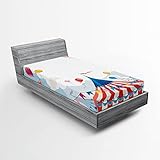Ambesonne Circus Fitted Sheet, Circus Day Canvas Tents Stratus Cloudy Summer Entertainment Season Theme, Bed Cover with All-Round Elastic Deep Pocket for Comfort, Twin XL Size, Multicolor