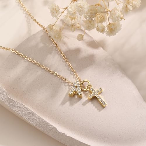 Cross Necklace for Women - 14K Gold Plated Cubic Zirconia Cross Pendant Necklace Faith Necklaces Baptism/christian gifts2