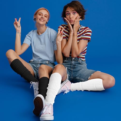 Pleneal 2 Pairs Soft Warm Knitted Leg Warmers for Women - 80s Party, Yoga, Dance2