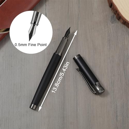 Amaxiu Conjunto de canetas-tinteiro de luxo, caneta-tinteiro de metal de ponta fina de 0,5 mm com co