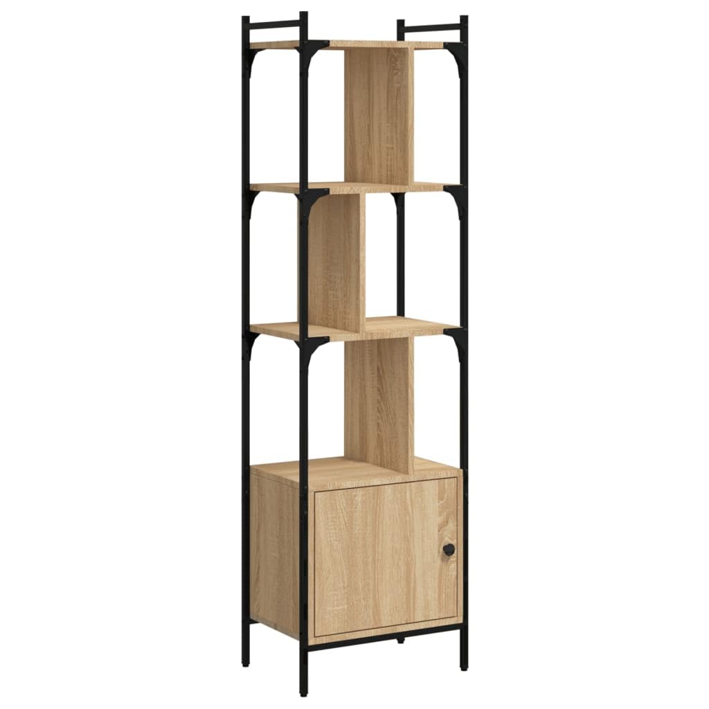 INLIFE Librería con puerta de roble Sonoma, 44,5 x 30 x 154,5 cm, material de madera, 18,8 kg, 833354