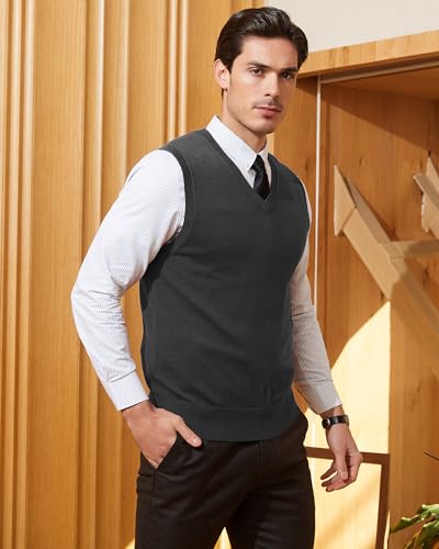 Kallspin CVEST100 Men'S Wool Blended Vest Sweater Relaxed Fit V Neck Sleeveless Knitted Pullover  thumb #8