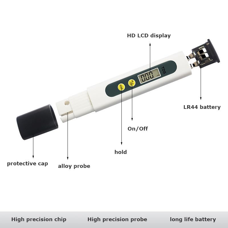 Image of Digital TDS Water Testing Meter 0-9990 PPM Range | TDS Meter & pH Meter Water Quality Testing Meters for Drinking Water, Pools & Aquariums | Portable & Accurate TDS Meter for Home & Lab Use