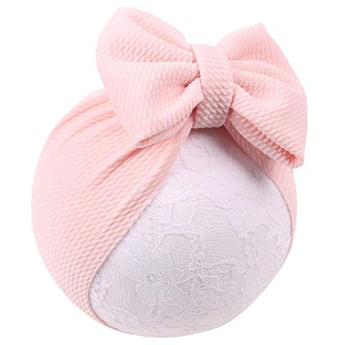 YanJie Baby5‘’ Large Bows Headwrap Stretch Textured Fabric Top Knot Turban Headband Hair Accessories (lt pink)