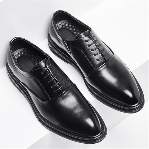Mens British Style Pointed Toe Business Dress Shoes Fashion Casual Black Large Size Genuine Leather Office Footwear Lace up2