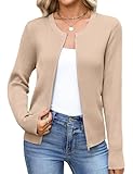 Totatuit Zip Up Jacket for Women Casual Knitted Sweater Lightweight Jacket with Zipper Thin Long Sleeve Open Front Cardigan Medium Camel
