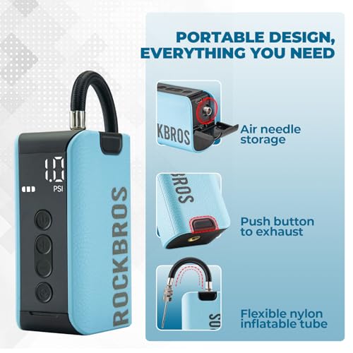 ROCKBROS Electric Ball Pump with 4 Replacement Needles, Portable Pump 20 Psi - Image 4