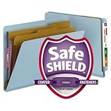 Smead 26781 Pressboard End Tab Classification Folders Letter Six-Section Blue 10/Box