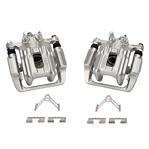 Image of TRQ Rear Driver and Passenger Side Brake Caliper Set Hardware Compatible with 07-12 Acura RDX 07-11 Honda CR-V excluding Japan Built Models 10-11 Accord Crosstour