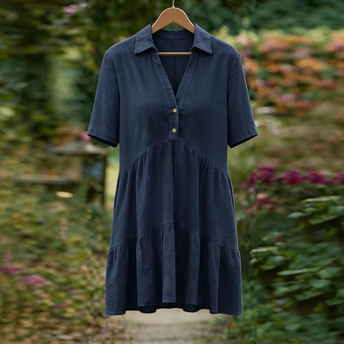 Robe longueur genou en lin pour femme chic et ample