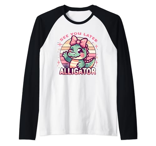 See You Later Cocodrilo Pastel Lindo Kawaii Reptil Cocodrilo Camiseta Manga Raglan