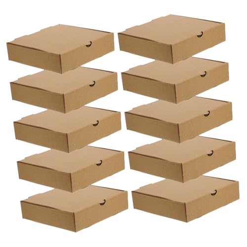 FUNOMOCYA Cajas De Pizza Pequeñas De Papel Kraft, 10 Unidades De 16x16x4 Cm, Cajas Para Pizza Para Llevar, Embalaje Resistente Para Restaurantes y Fiestas