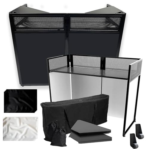 JILLSKY 2025 Upgraded Portable DJ Booth Table with Wheels, 43