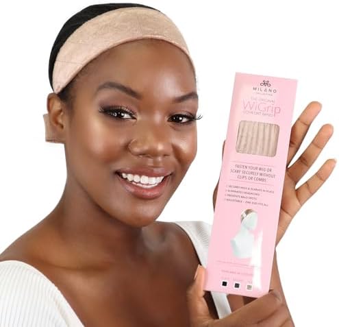 MILANO COLLECTION WiGrip, The Original Comfort Wig Grip Band, Adjustable Band for Glueless Support, Non-Slip Wig Grip Headbands, Tension-Free, One Size Fits All, Nude