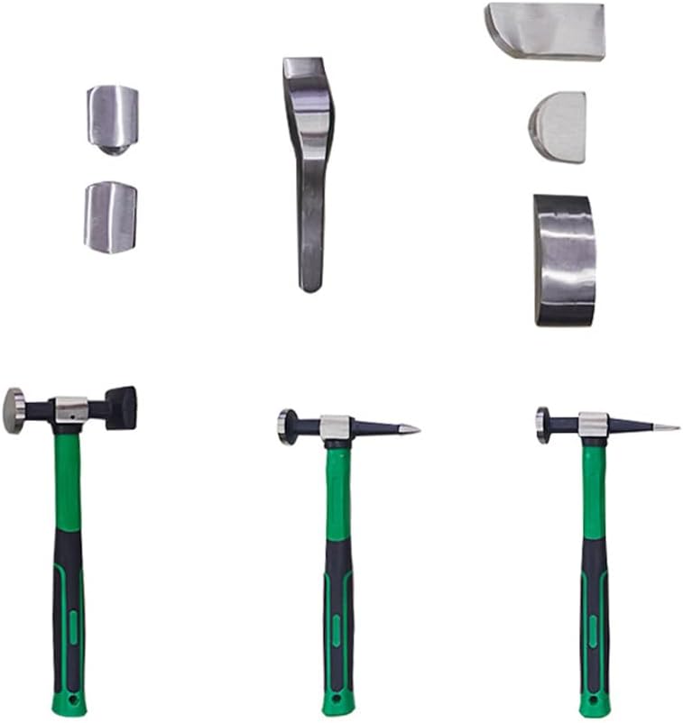 Auto Body Panel Fender Hammer Repair Set, 9 Pcs Metal Dent Repair Tool Car Sheet Metal Shaping Movable Auto Body Repair Tool Hammer Dolly Set