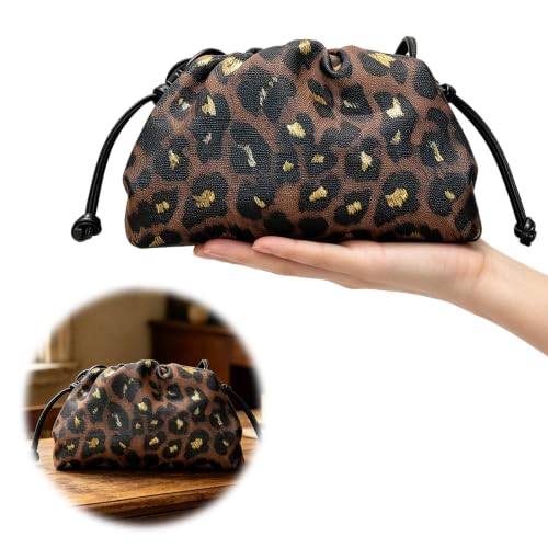 Pochette léopard haut de gamme et trousse de beauté chic plissée