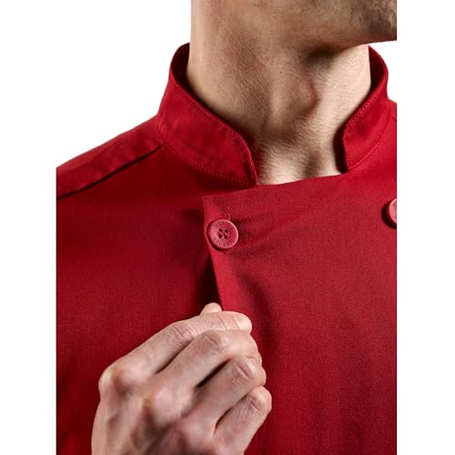 Image of Mercer Culinary M60010RDS Millennia Men's Cook Jacket with Traditional Buttons, Small, Red