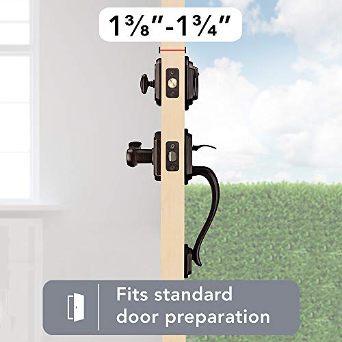 Baldwin Medina, Front Entry Handleset With Interior Lever, Featuring Smartkey Deadbolt Re-Key Technology And Microban Protection, In Venetian Bronze #TOP5