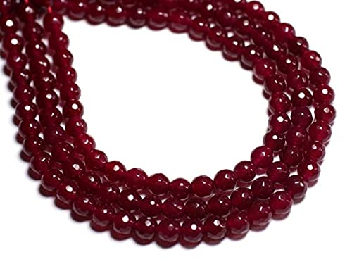 Perles de jade véritable rose framboise 6mm LKBEADS pierres facettées haut de gamme