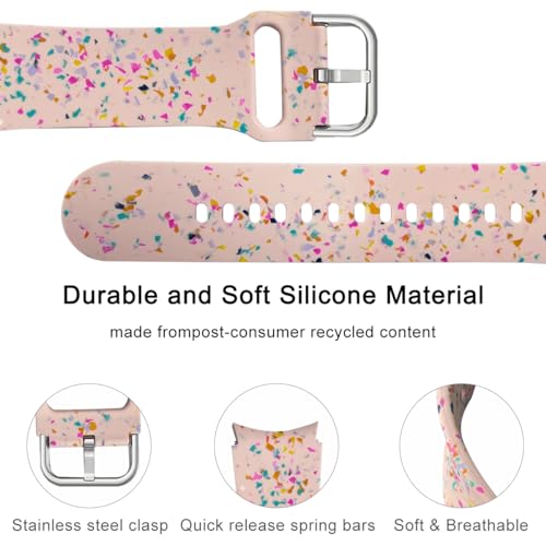 JunXiangRui No Gap Band Compatible for Samsung Galaxy Watch 6 5 & 4 Band 44mm 40mm/Watch 5 Pro Band 45mm/Galaxy Watch 4 Classic 46mm 42mm Band,20mm Quick Release Sport Band Replacement for Galaxy Watch 5 4 (20mm, pink)