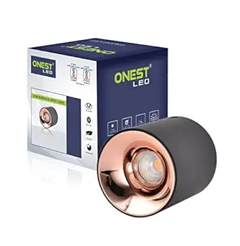 ONEST LED Ceiling Light - COB Black Body Cylindrical Surface Light for Corridor, Kitchen, Living Room, Home, Office, Showroom, Indoor & Outdoor Lighting (7W - Warm White - Rose Reflector)
