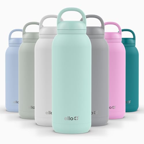 Image of Ello Cooper Twist 40oz Stainless Steel Water Bottle with Chug Lid | Leak Proof | Double Walled and Vacuum Insulated | Built in Carry Loop | Dishwasher Safe | Yucca