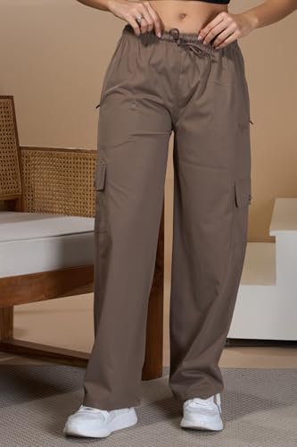 Image of CUPID Women Smart Slim Fit Easy Wash Cotton Cargo Pants