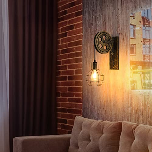 Retro Wall Light Fixtures, 2Pack Antique Bronze Vintage Wall Lighting Hardwired Industrial Lantern Retro Lamp Metal Wall Sconce For Bedside Bedroom Home Dining Room #TOP2