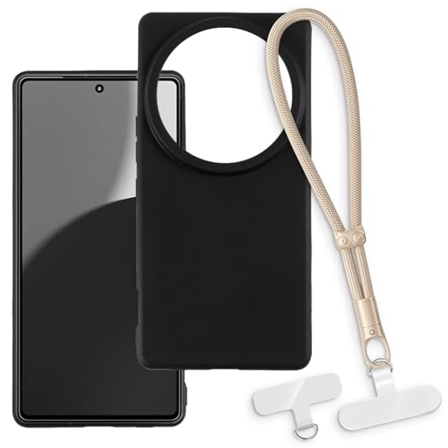 OAGELIM 2-in-1�ی�P�[�X�ƃ��X�g�X�g���b�v Sharp Aquos R9 Pro �Ƃ̌݊������� ���O���\�ȃ��j���[�h�t���d�b�J�o�[�A����~�ߕ����h�~�O���b�v�n���h�� (�u���b�N + �S�[���h)