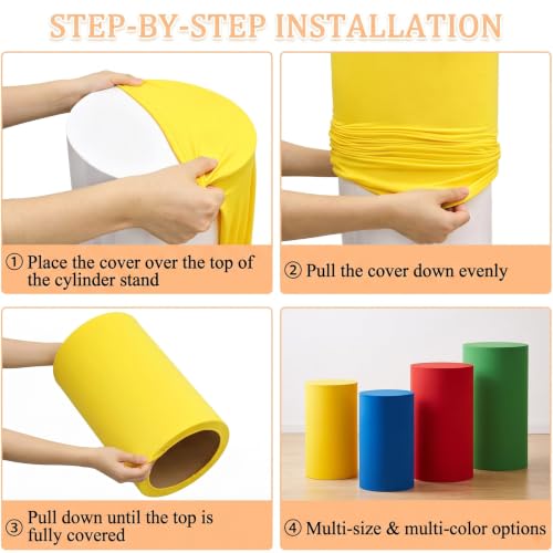 CMXZSAM 4Pcs Yellow Red Green Blue Cylinder Pedestal Stand Covers by CMXZSAM - Used condition - Image 6