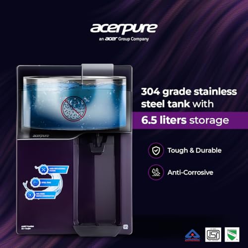 Image of Acerpure Amrit Premium Water Purifier by Acer |6.5L RO|DIY Filter Replacement|Stainless Steel Tank|24 Months Free Filter|TDS Meter| 6 Stage Purification|For Borewell,Tanker & Municipal Water |(Purple)
