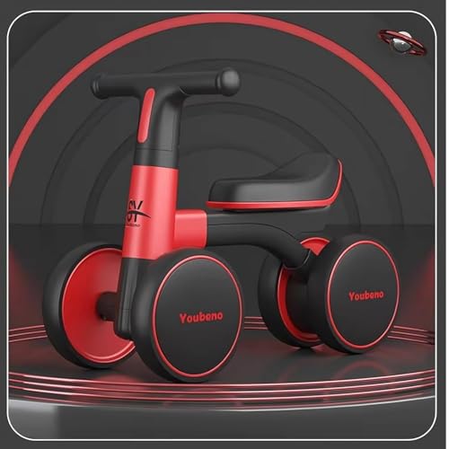 Image of Baby Balance Ride-On Bike Toddler Push Walker with Music, LED Lights, Non-Pedal 4-Wheel Baby Bike for 1-3 Year Old Boys & Girls Safe Sturdy Design, Indoor & Outdoor Use (KB-167 : Red)