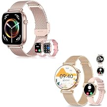 Smart Watches for Women,1.83"&1.27" HD Watch with Calls and Messages/Heart Rate/Sleep/Female Cycle,Fitness Tracker Smartwatch for Android/iOS Compatible,Rose Gold & Gold