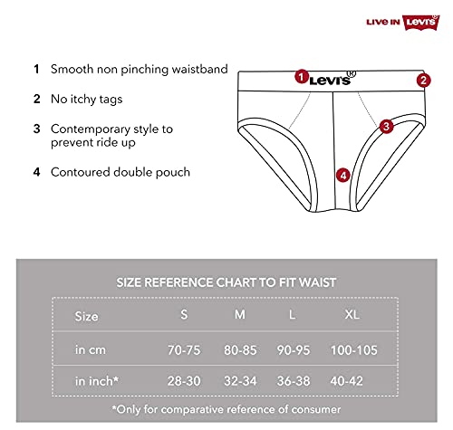 Image of Levi's Men's Cotton 100 CA-STYLE-009-NEO Brief-DK. Grey Melange,Black-P2 Classic