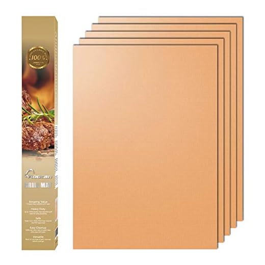 Aoocan Copper Grill Mat Set of 5 - Non-Stick BBQ Outdoor Grill, Copper Grilling Mats Reusable and Easy to Clean, Works on Electric Grill Outdoor Gas Charcoal BBQ as Seen on TV-15.75 x 13 Inch