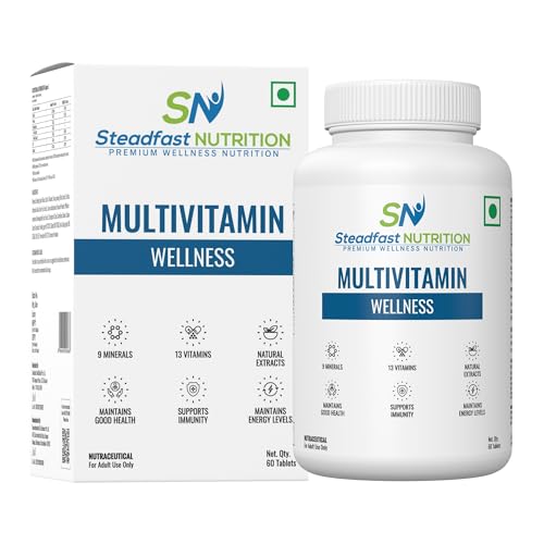 Steadfast Nutrition Multivitamin for Men & Women | Contains 4 plant extracts |13 Vitamins, 9 Minerals, Omega 3 Fatty Acids| Helps to maintain good health and well-being, 60 Veg. Tablets Steadfast Nutrition Multivitamin for Men & Women | Contains 4 plant extracts |13 Vitamins, 9 Minerals, Omega 3 Fatty Acids| Helps to maintain good health and well-being, 60 Veg. Tablets