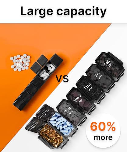 Image of Extra Large Pill Organizer 2 Times a Day - XL Pill Box 7 Day with Big AM /PM Compartments - Fits Large Vitamins, Supplements & Gummies, for 7 or 14-Day Use, Color-Coded, Senior-Friendly, No Spills