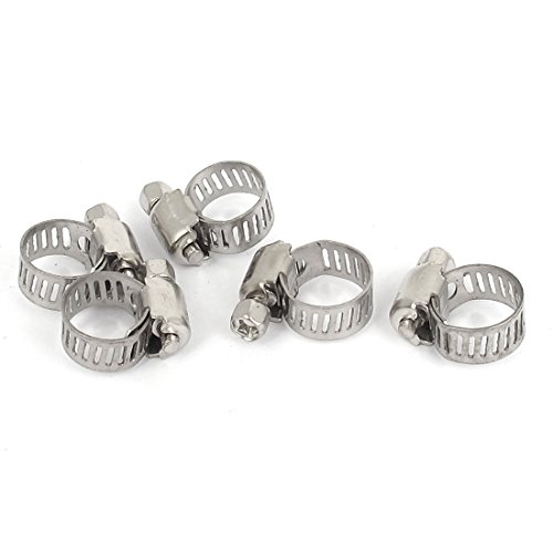 Aexit 8mm to Clamps 12mm Range 8mm Band Width Stainless Steel Hose Pipe Clamp Strap Clamps Hoop 5pcs