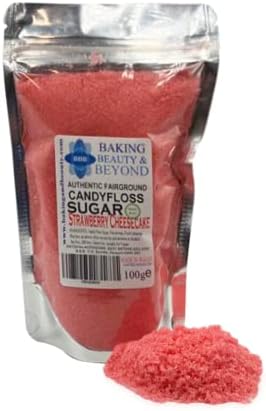 Baking Beauty and Beyond Premium Candy Floss Sugar 100g - Strawberry-Cheesecake Flavour